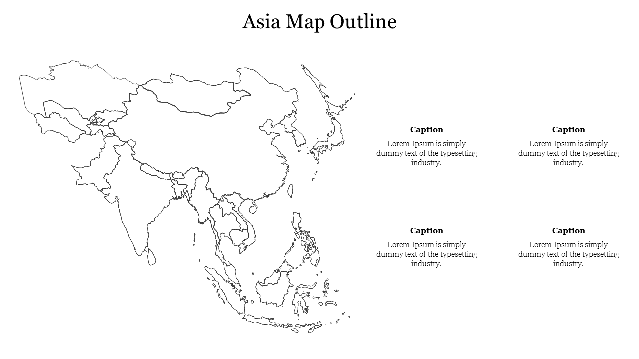 Grab amazing Asia Map Outline PPT Template PowerPoint slide